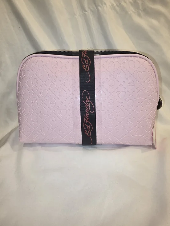 Ed Hardy Pink & Black Camo Cosmetic Pouch with Tiger Motifs 2 Piece - Picture 4 of 4